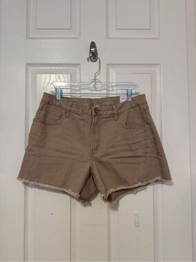 Natural Reflections Taupe Frayed Hem Jean Shorts